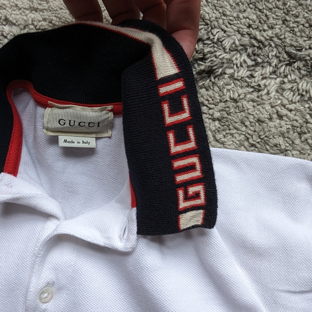Gucci Kids White Polo with Black and Red Collar - Picture 4 of 7